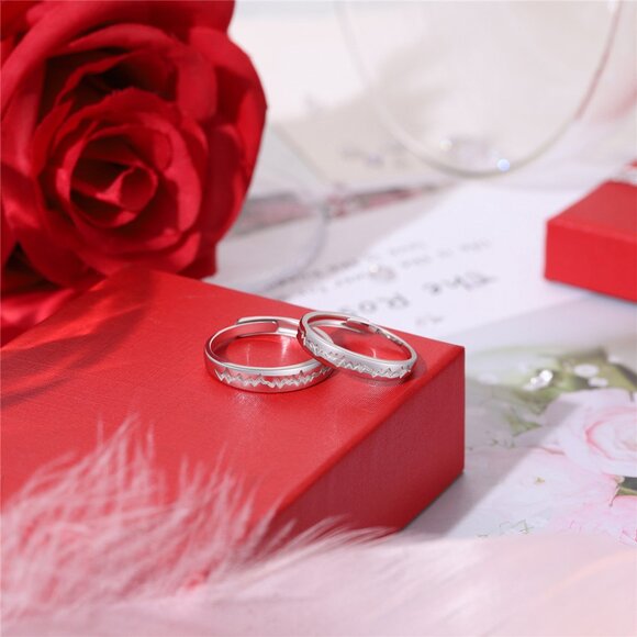 NWOT -ONE men's Adjustable 925 sterling silver stamped 925 Etched heartbeat ring - Picture 7 of 7